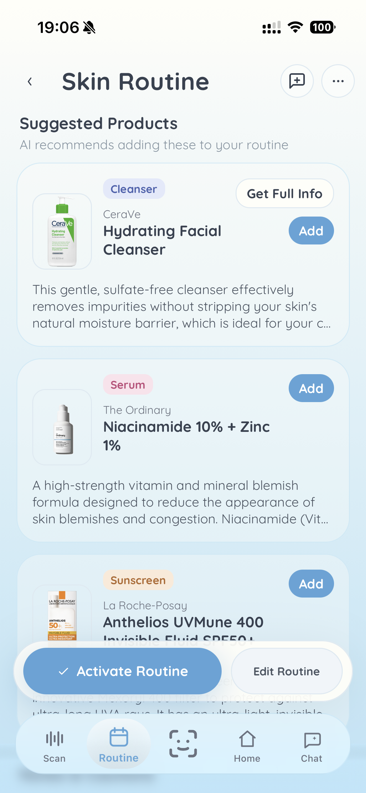 Suggested products for your routine